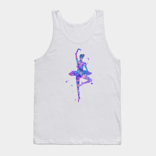 Purple Ballerina Watercolor Painting Tank Top by Miao Miao Design